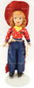 Antique Hard Plastic Cowgirl Doll with Metal Gun and Stand Vintage USED