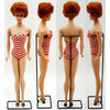 Vintage 1961 Titian Redhead Bubble Cut Barbie Doll in Red Striped Swimsuit 850