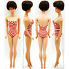 Vintage 1961 Raven Bubble Cut Barbie Doll in Red Striped Swimsuit 850