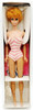 Vintage 1961 Blonde Bubble Cut Barbie Doll in Pink Striped Swimsuit Mattel