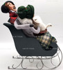 Byers Choice Carolers 1995 Couple in Sleigh w/ Goose Basket & Plaid Blanket