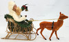 Byers' Choice Santa in Gold Sleigh With Reindeer 2000 Used