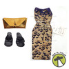 Barbie Navy Gold Lame Sheath, Gold Purse, and Black Shoes 1963