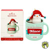 Hallmark Keepsake Ornament Niece Hot Cocoa Mug and Marshmallow Snowman 2016