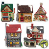 Noma Dickensville Collectables Lot of 5 Small Porcelain Lighted Houses