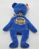 Ty Beanie Babies Racing Gold the Blue Bear NASCAR Daytona 500 Plush 2008