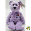 Ty Beanie Baby I Love Georgia the Bear with Purple Ribbon Plush 2004