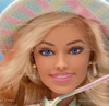 Barbie The Movie Barbie Doll Blonde In Plaid Fashion Hat & Sandals 2023 Mattel