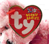 Ty Beanie Baby Smitten the Bear with Black Nose and Pink Ribbon Plush 2002
