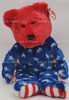 TY Beanie Buddies Liberty the Bear Patriotic Teddy with Red Head Plush 2003