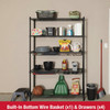 Rubbermaid Heavy Duty 5-Tier Black Wire Shelving Unit, 1250lb Capacity