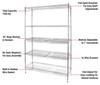 Rubbermaid 5-Tier Deluxe Heavy Duty Chrome Wire Shelving Unit, 1520lb Capacity
