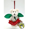 Boyds Bears Beary Christmas Angel Bear Mini Plush Ornament White w/ Green Wings