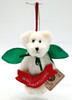 Boyds Bears Beary Christmas Angel Bear Mini Plush Ornament White w/ Green Wings
