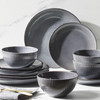 Better Homes & Gardens Sawyer 12-Piece Stoneware Dinnerware Set Grey