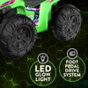 Kid Trax 12V Glow ATV Ride-On Toy, Green, with LED Lights, Rechargeable Battery