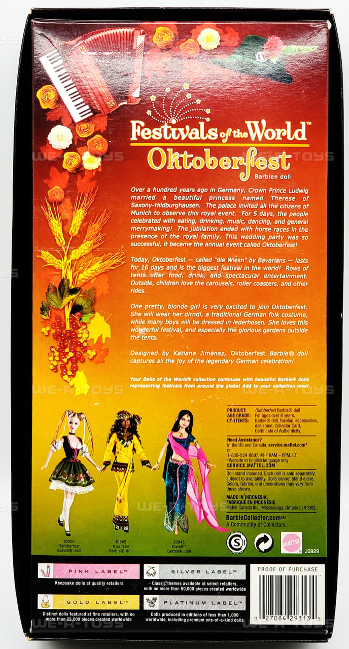 バービー ドール・オブ・ザ・ワールド オクトーバーフェスト J0929 (ピンクラベル) o7r6kf1 Oktoberfest Barbie Doll Festivals of the World DOTW Pink Label