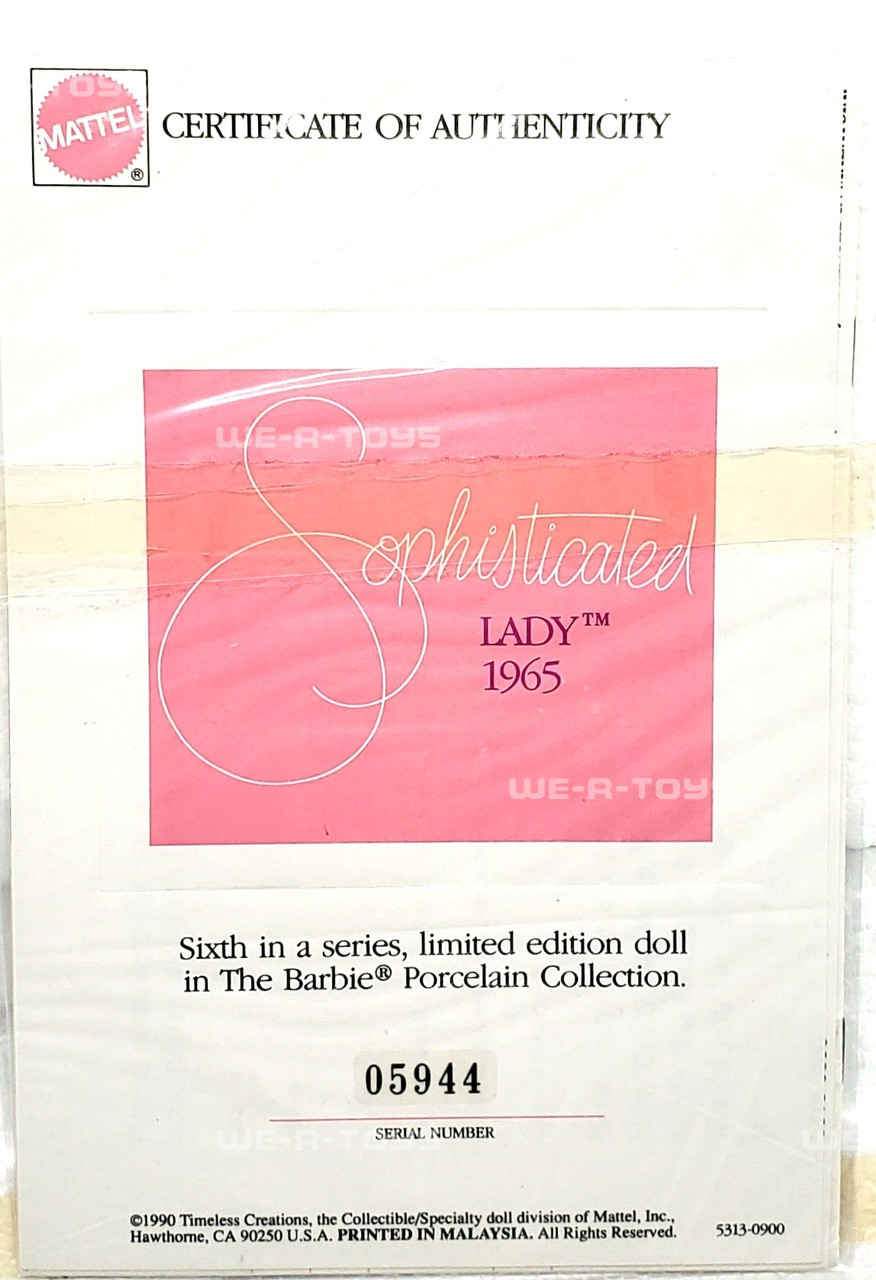 1990 Sophisticated Lady Barbie Reproduction 1965 Porcelain Doll Mattel