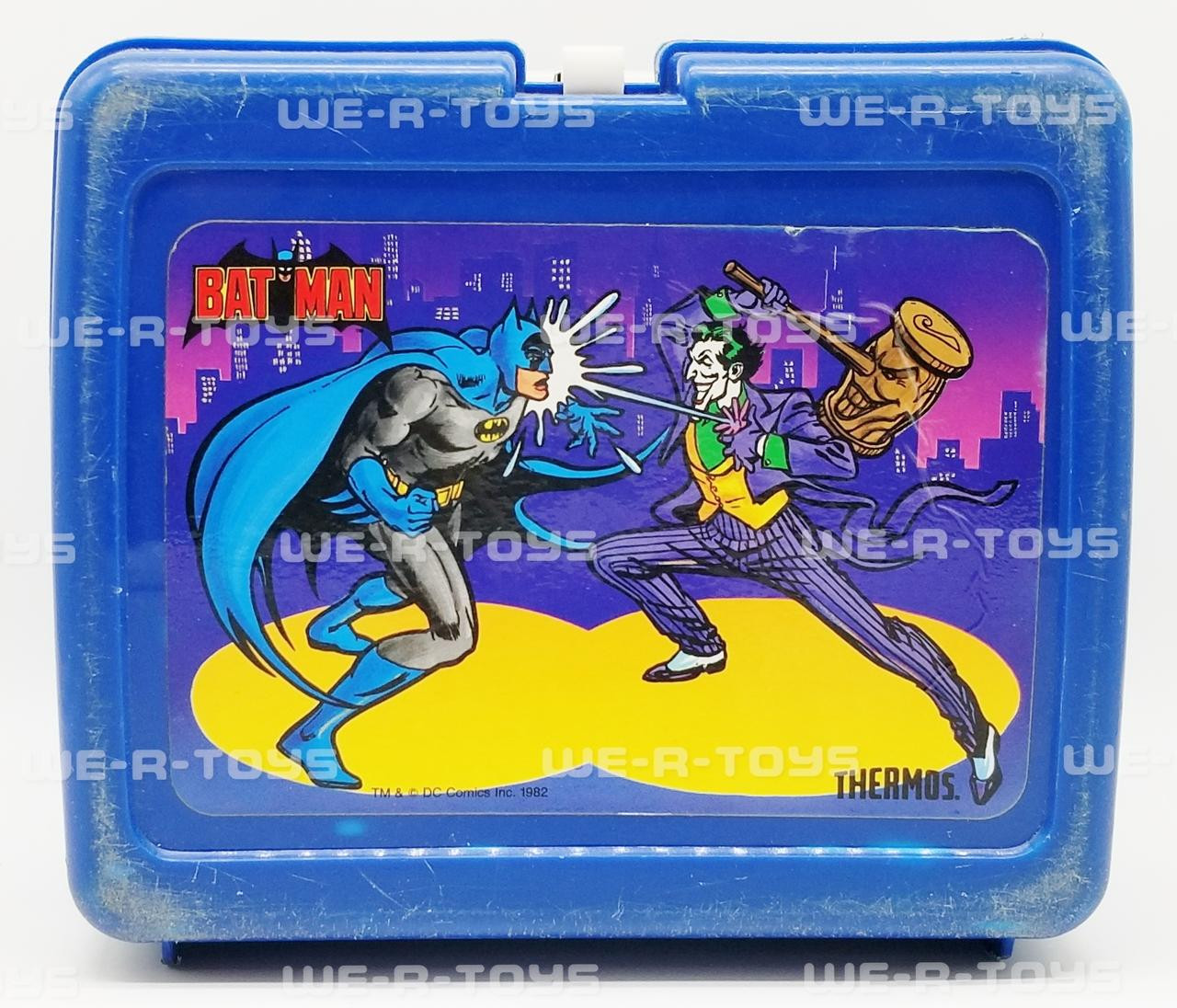 Batman and the Joker Thermos Plastic Lunchbox DC Comics 1982 with Cup USED  - We-R-Toys