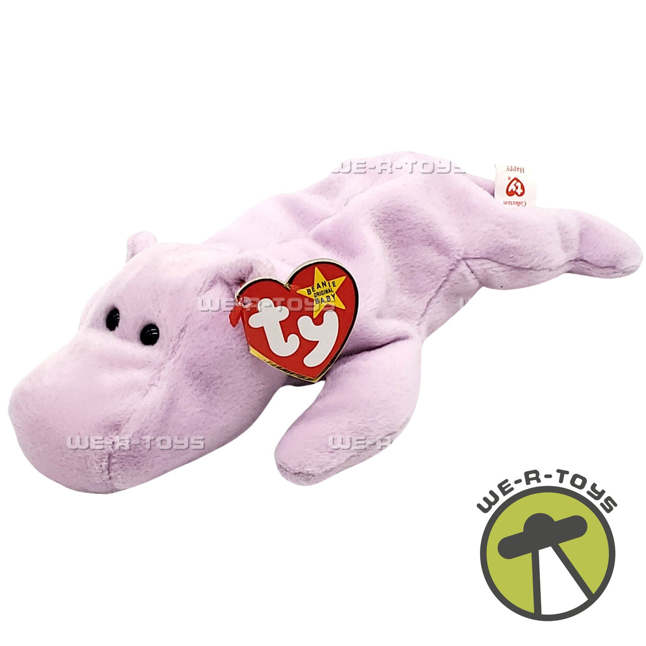 Ty Beanie Babies Happy the Hippopotamus Lavender Plush 1995 We-R