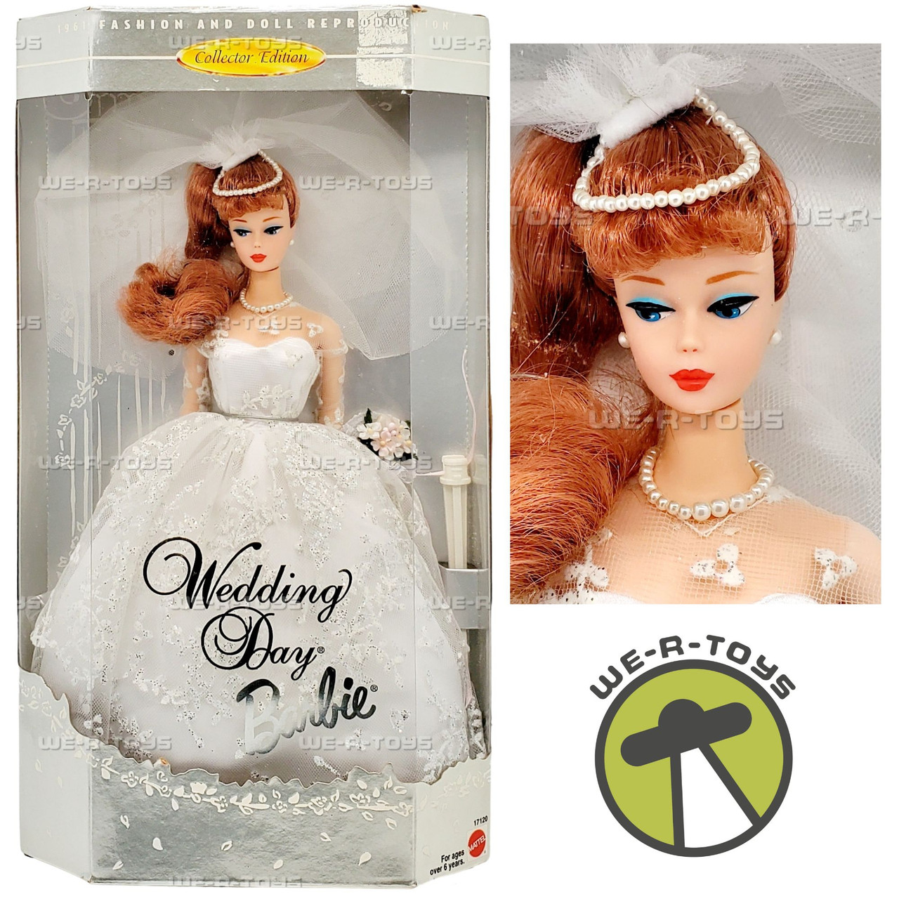 Wedding Day Barbie Doll Redhead 1961 Reproduction 1996 Mattel 17120