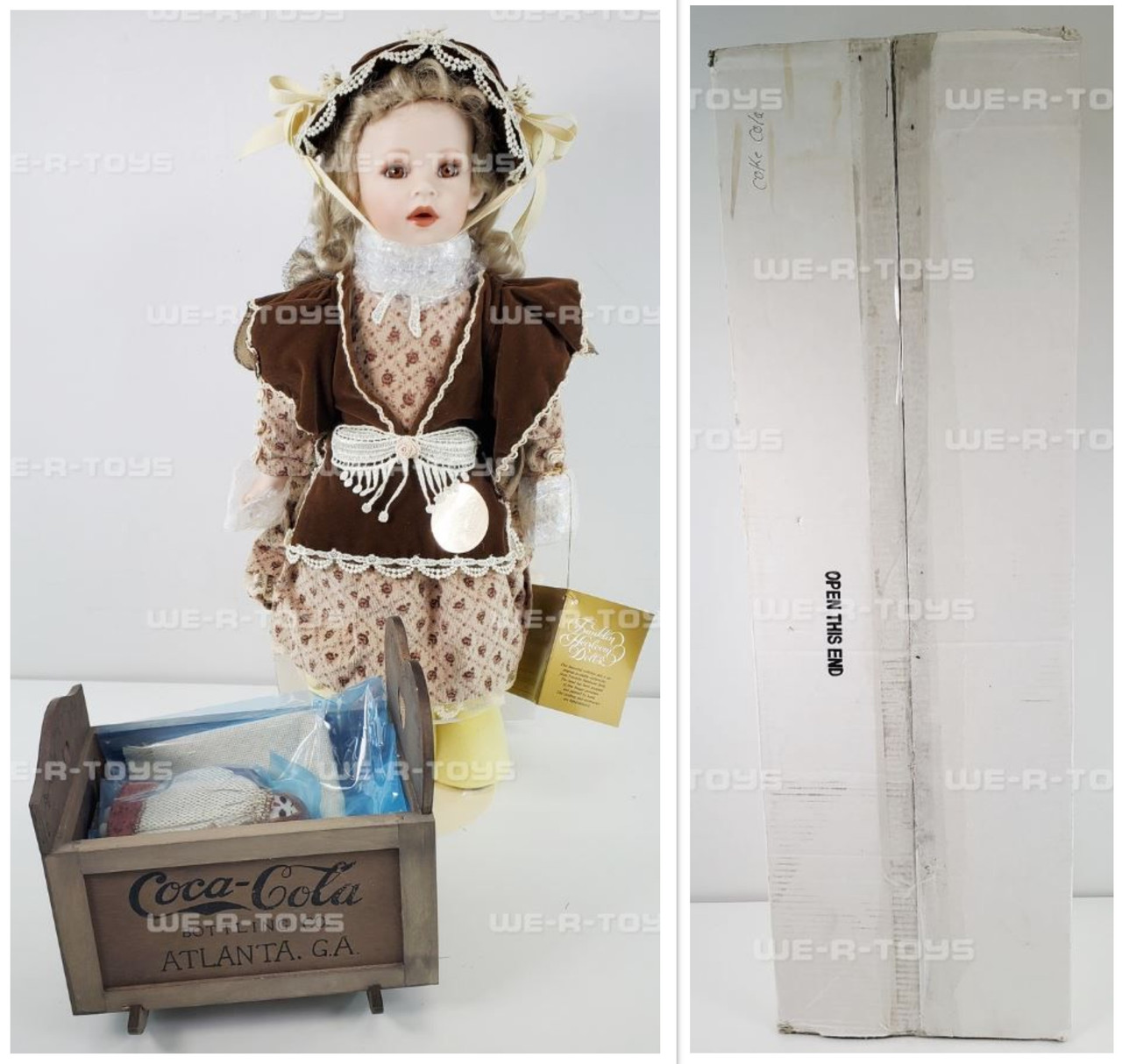 Franklin Heirloom Dolls Sarah Porcelain Doll Coca-Cola Cradle