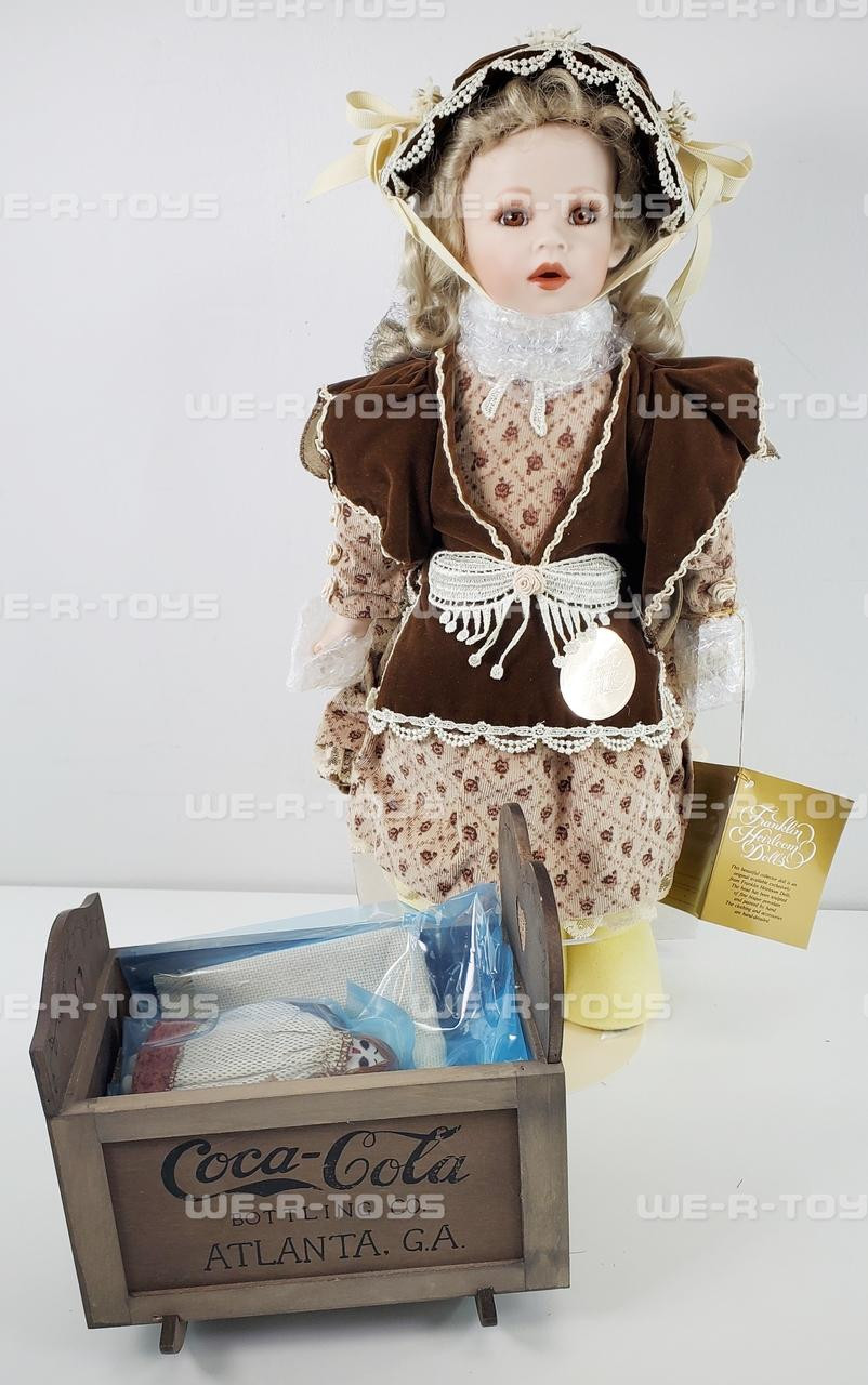 Franklin Mint Heirloom Doll Sarah with Rag Doll & Coca Cola Cradle 1996  B11WF45