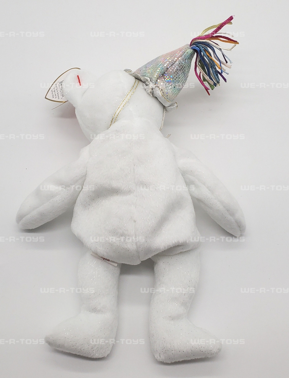 TY Beanie Babies 2002 April White Birthday Collection Bear Plush