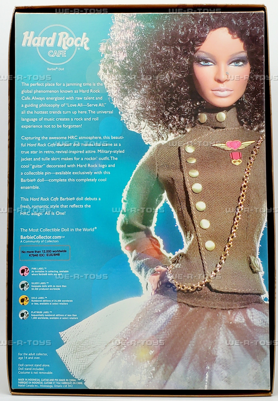 Hard Rock Cafe Barbie African American Gold Label Doll 2007 Mattel