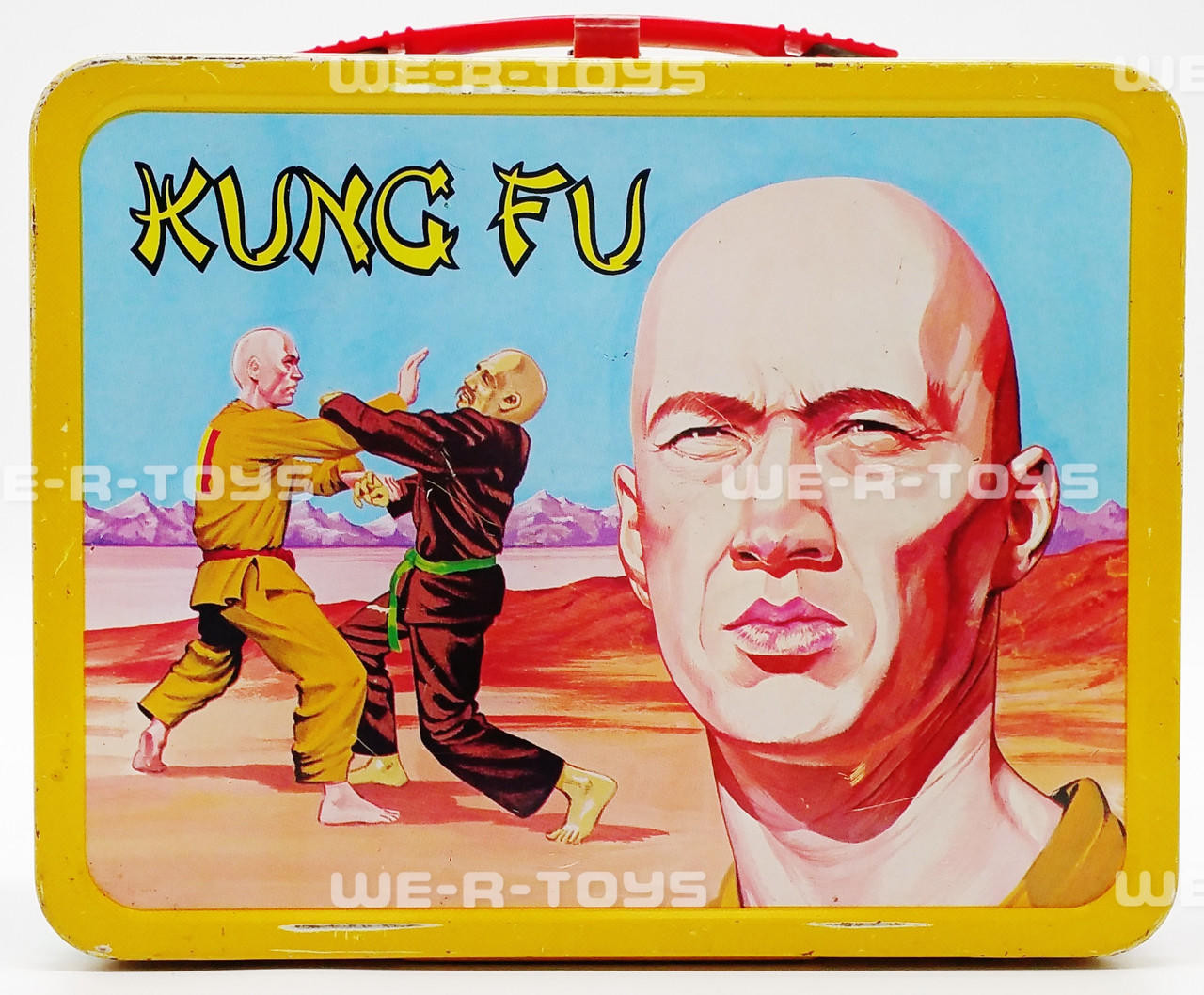 Kung Fu Tin Metal Lunchbox and Thermos Cup 1974 Thermos WB USED