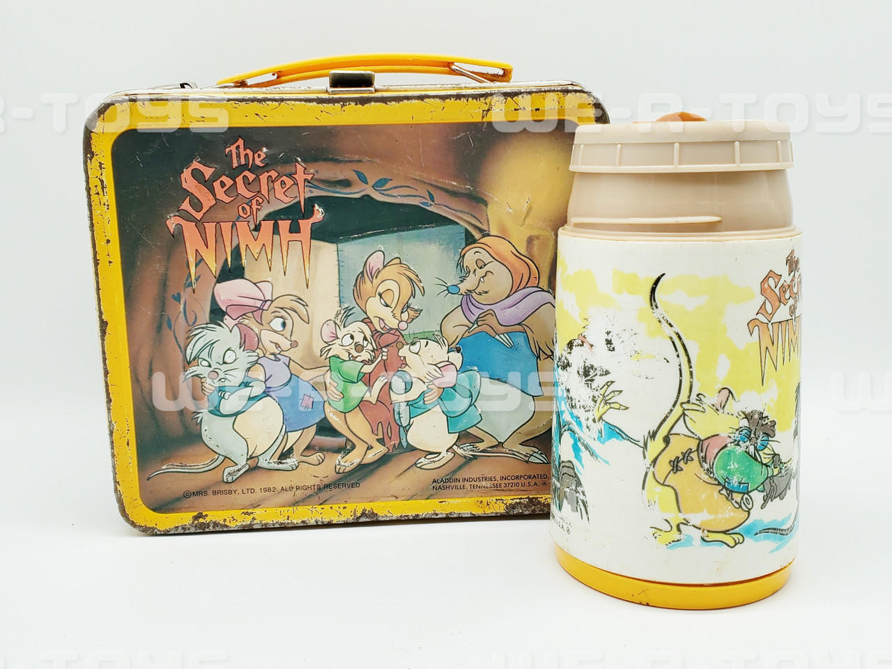 The Secret of NIMH Tin Metal Lunchbox & Thermal Cup 1982 Aladdin 