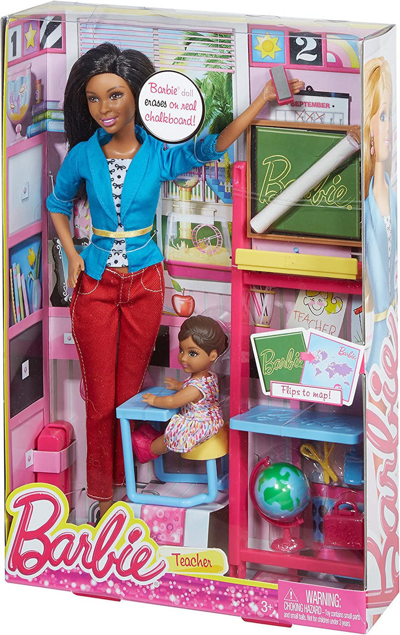 Teacher Barbie Doll African American Doll Set Barbie Careers 2014 Mattel  CFX35