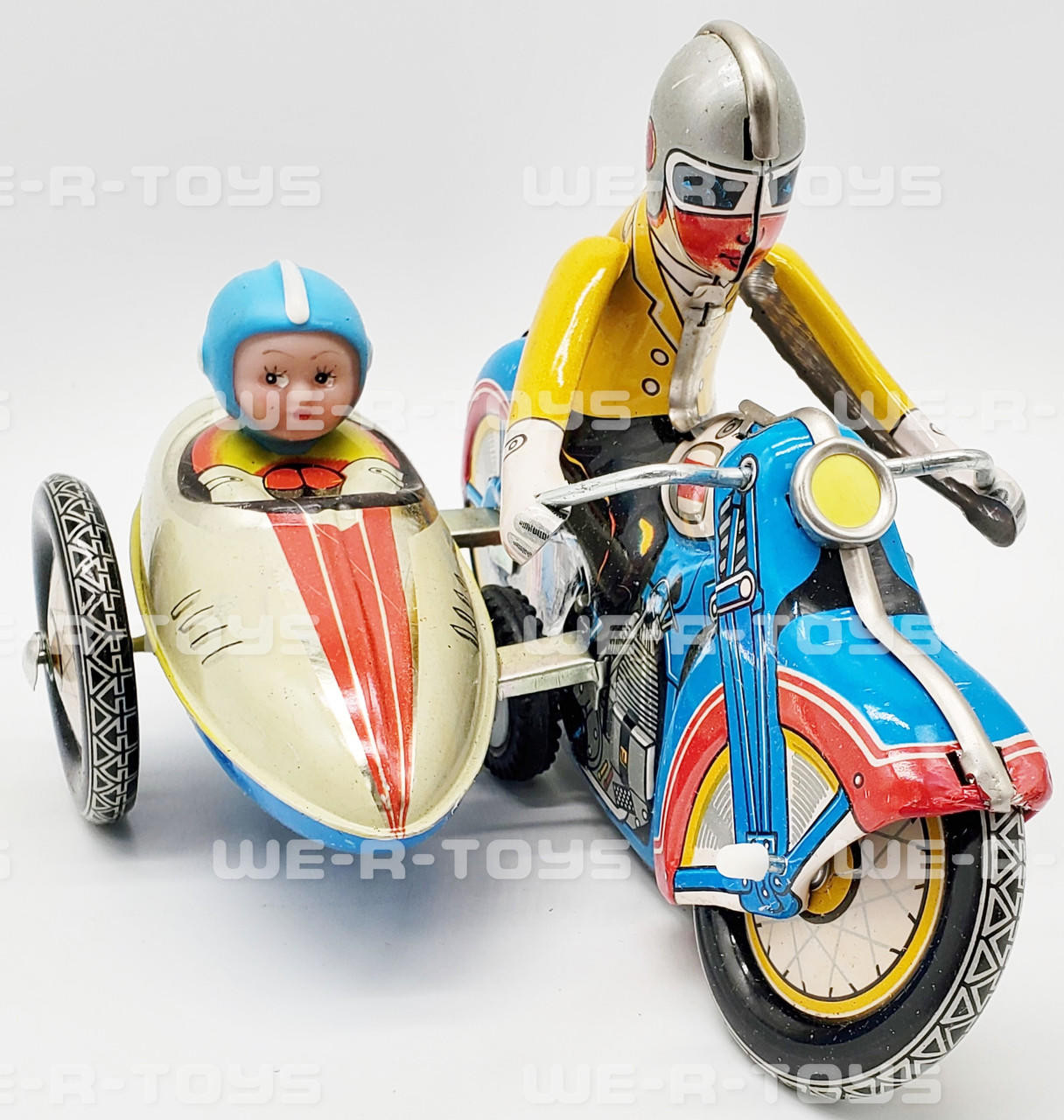 Motorcycle with Sidecar Wind Up Tin Toy by Clockwork MS 709