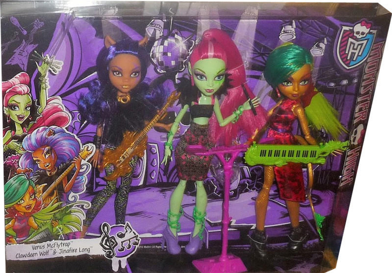 Monster High Fierce Rockers 3 Pack Clawdeen Wolf Jinafire Long Venus  McFlytrap