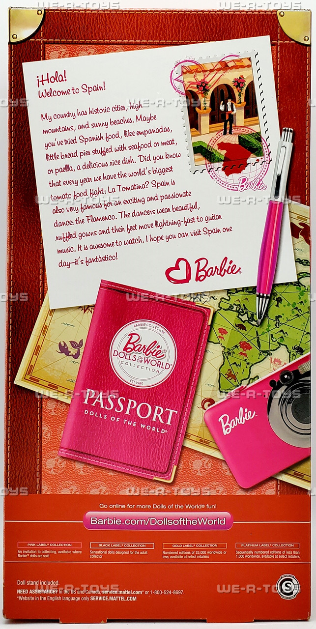 Barbie Dolls of the World Spain Doll Pink Label 2012 Mattel
