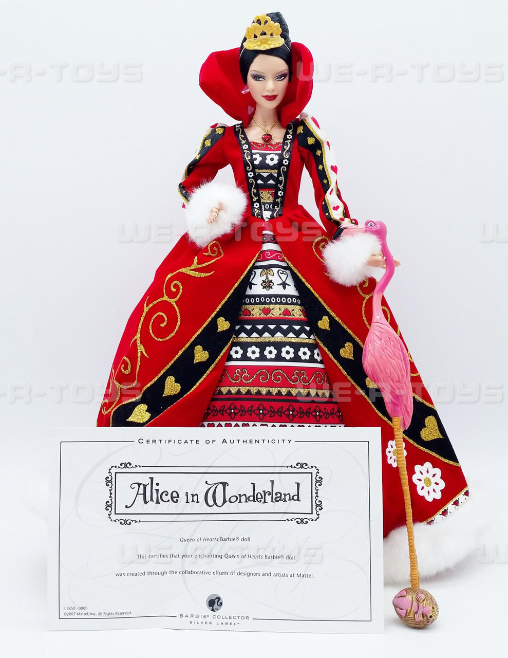 Alice in Wonderland Queen of Hearts Barbie Doll 2007 Silver Label L5850 USED