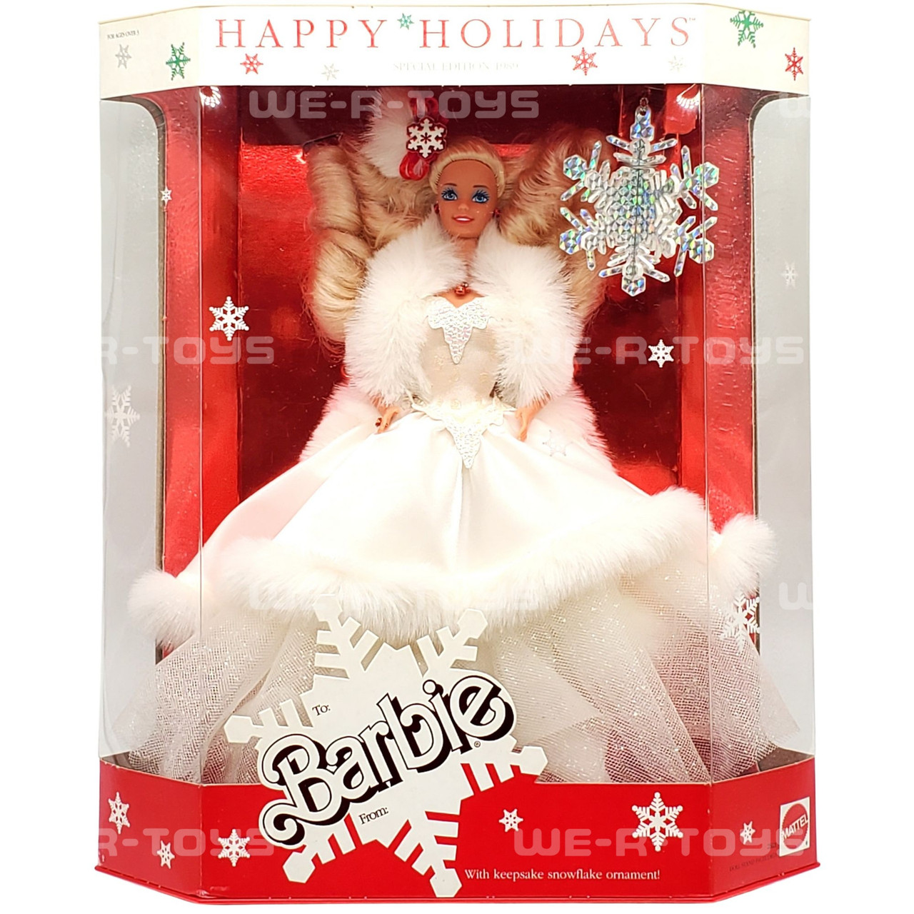 1989 Happy Holidays Barbie Doll with Snowflake Ornament