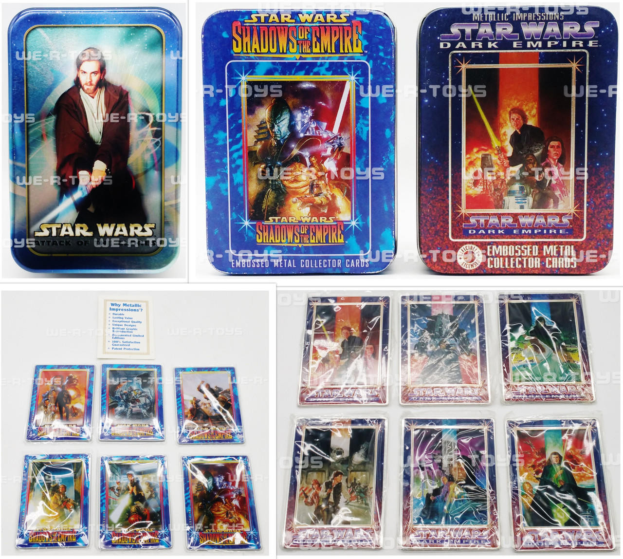Star Wars 12 Metal Collector Cards With Collector Tins Metallic Impressions  USED