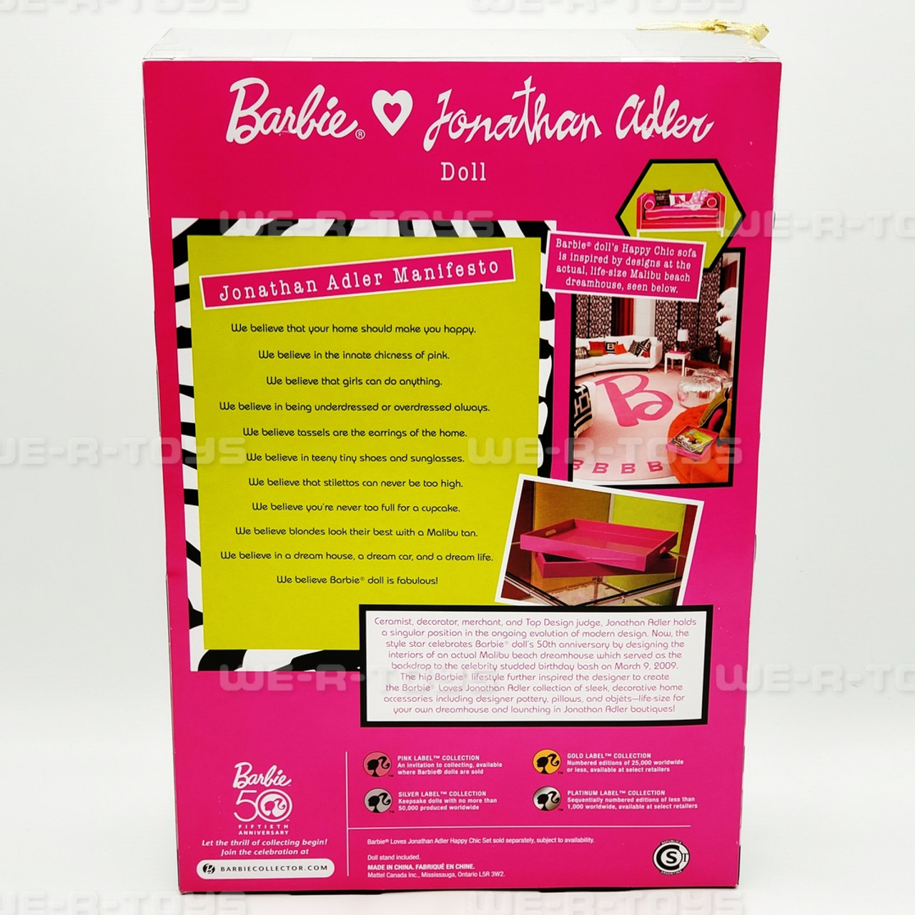 Barbie 50th Anniversary Jonathan Adler Pink Label Doll 2009 Barbie 50th Anniversary Jonathan Adler Pink Label Doll 2009