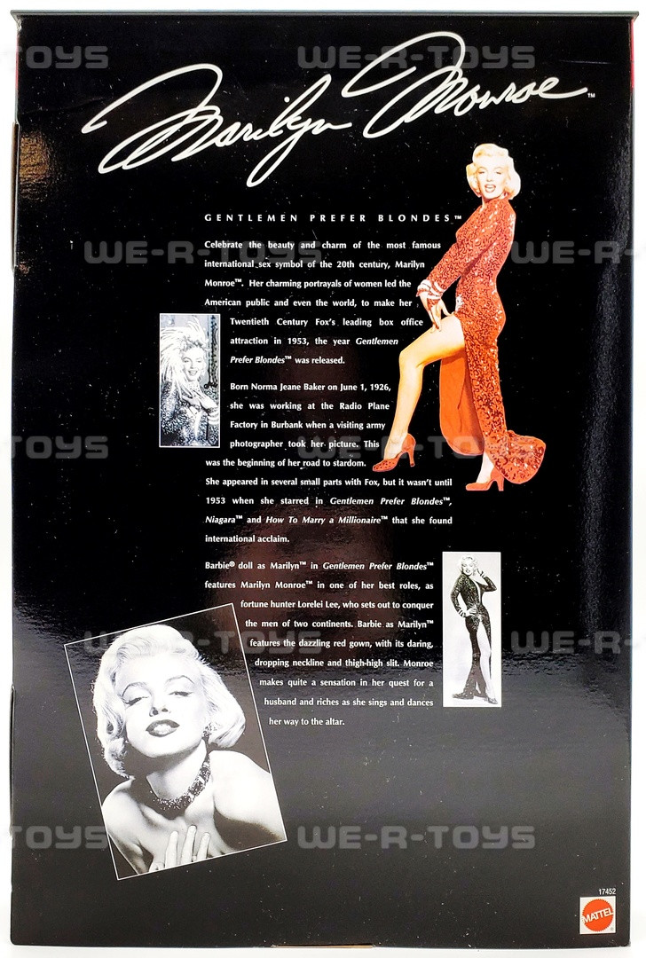 Barbie as Marilyn Monroe in Gentlemen Prefer Blondes Doll 1997 Mattel 17452 Barbie as Marilyn Monroe in Gentlemen Prefer Blondes Doll 1997 Mattel 17452