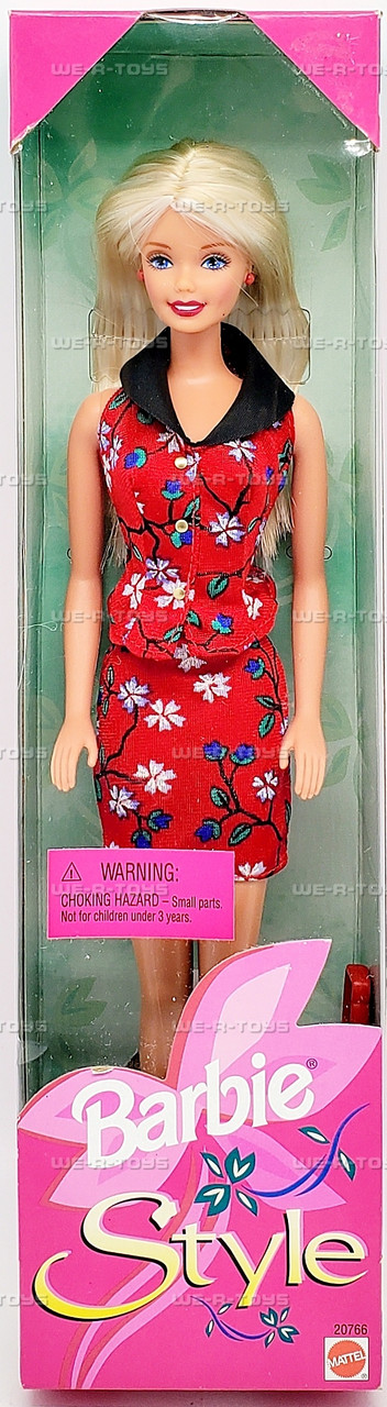 Barbie Style Fashion Avenue Doll Red Floral Dress 1998 Mattel 20766 - We-R-Toys Barbie Style Fashion Avenue Doll Red Floral Dress 1998 Mattel 20766 - We-R-Toys