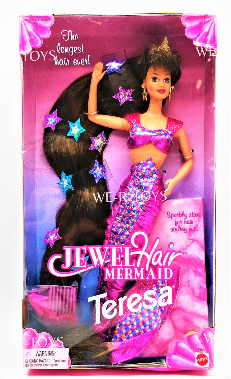 Barbie 1995 Jewel Hair Mermaid Teresa Doll in Pink with The Longest Hair  Ever