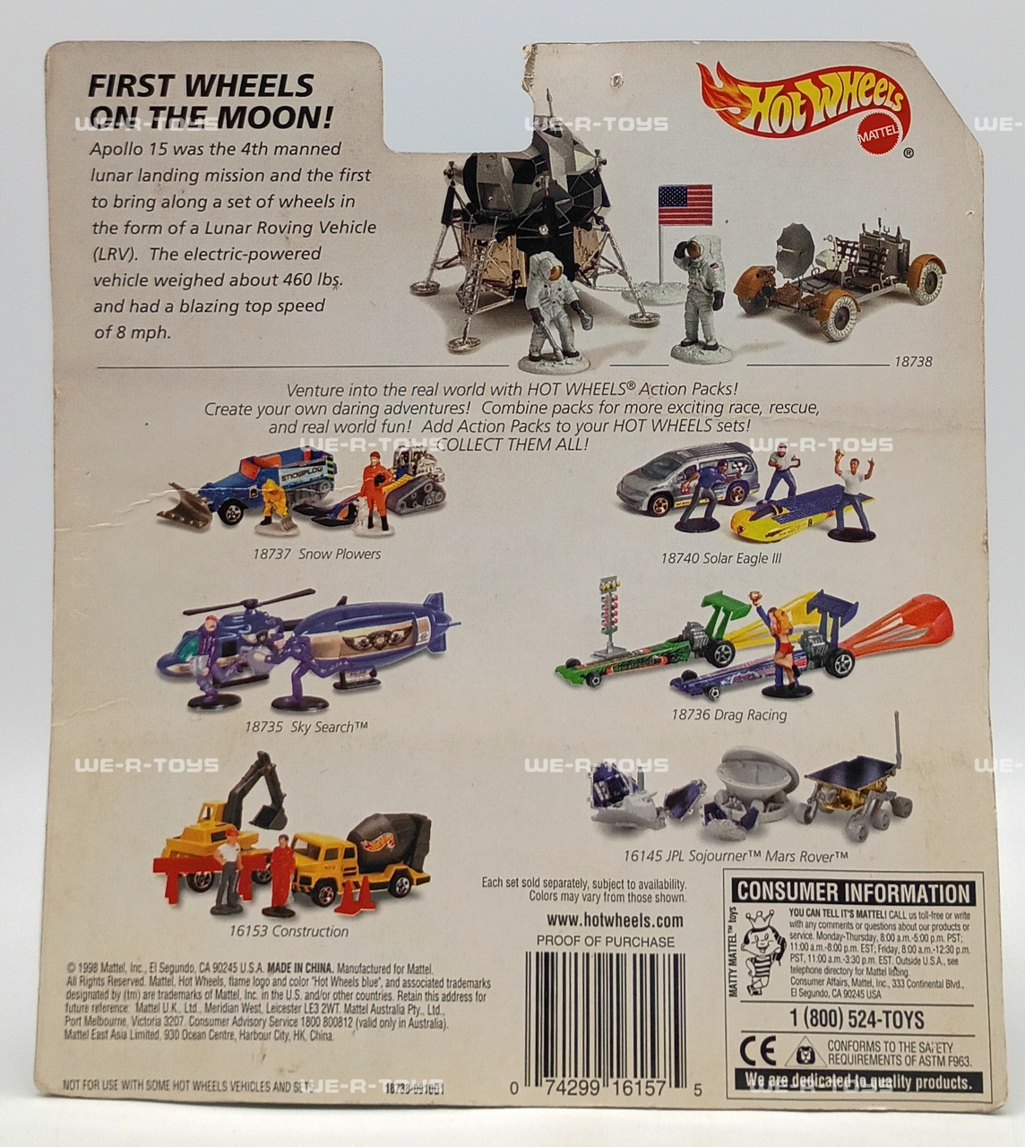 Hot Wheels Apollo Mission Action Pack Vehicle & Figure Set 1998