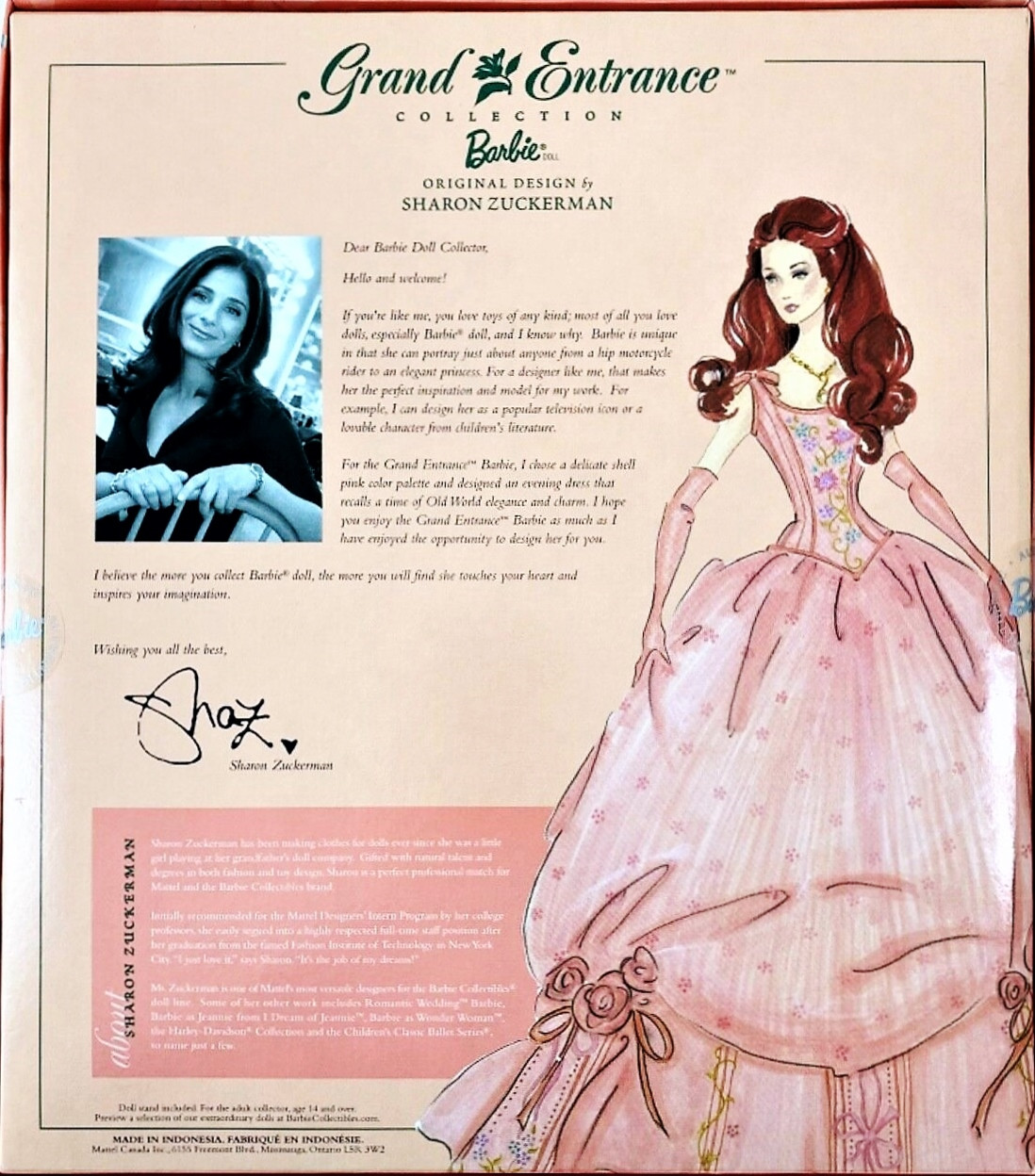 Grand Entrance Barbie Doll Pink Dress Sharon Zuckerman 2001 Mattel