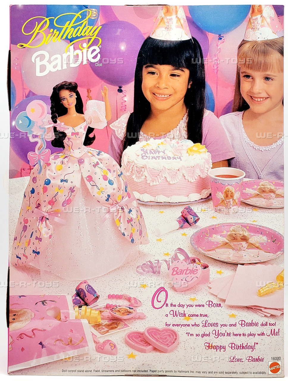 Birthday Barbie Doll Brunette Balloon Dress 1996 Mattel 16000 - We-R-Toys Birthday Barbie Doll Brunette Balloon Dress 1996 Mattel 16000 - We-R-Toys