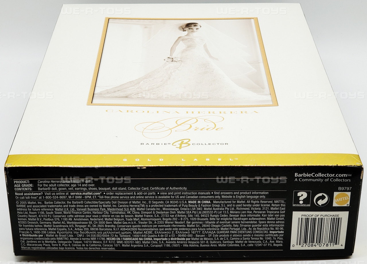 Carolina Herrera Bride Barbie Doll Gold Label Barbie Collector 