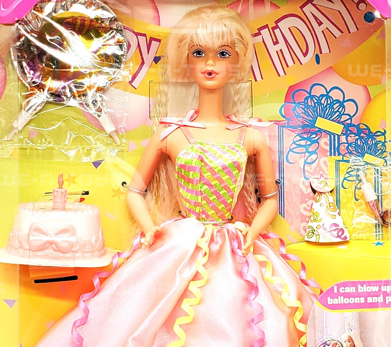 Birthday Party Blonde Barbie Doll Blows Up Own Balloons 1998 Mattel 22905