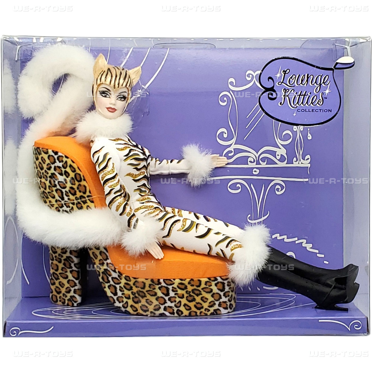 Barbie ヒョウ柄 ドライヤー Barbie Lounge Kitties Collection #1 White Tiger Doll 2003 Mattel