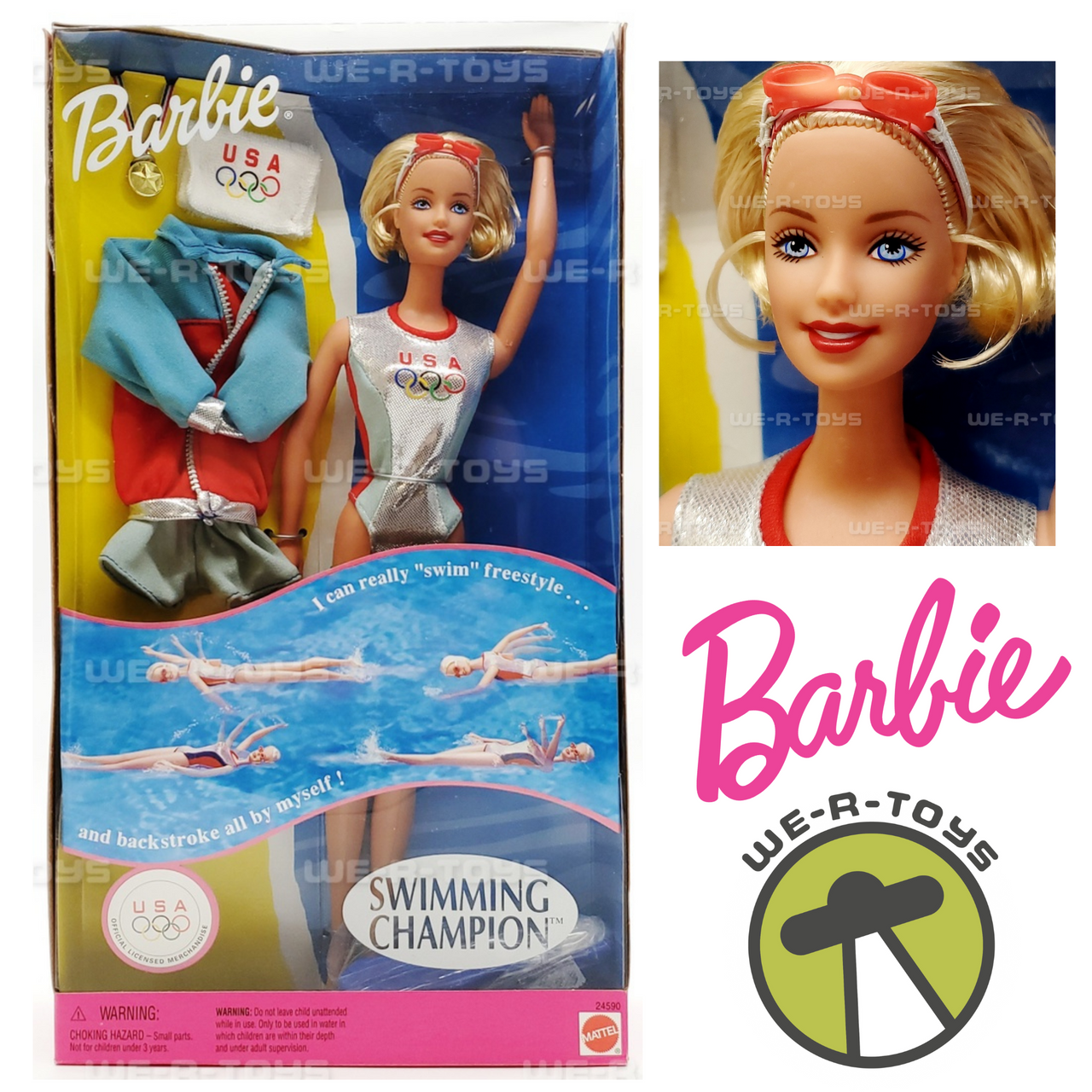 USA Olympics Swimming Champion Barbie Doll 1999 Mattel 24590 - We-R-Toys