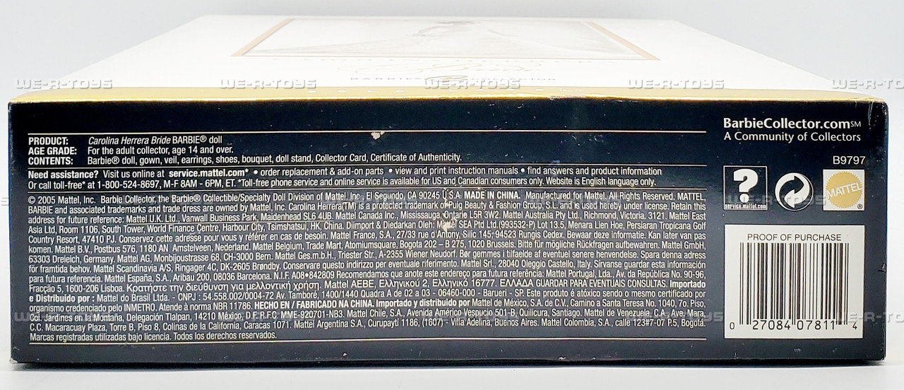 Barbie Collector Carolina Herrera Designer Bride Doll Gold Label